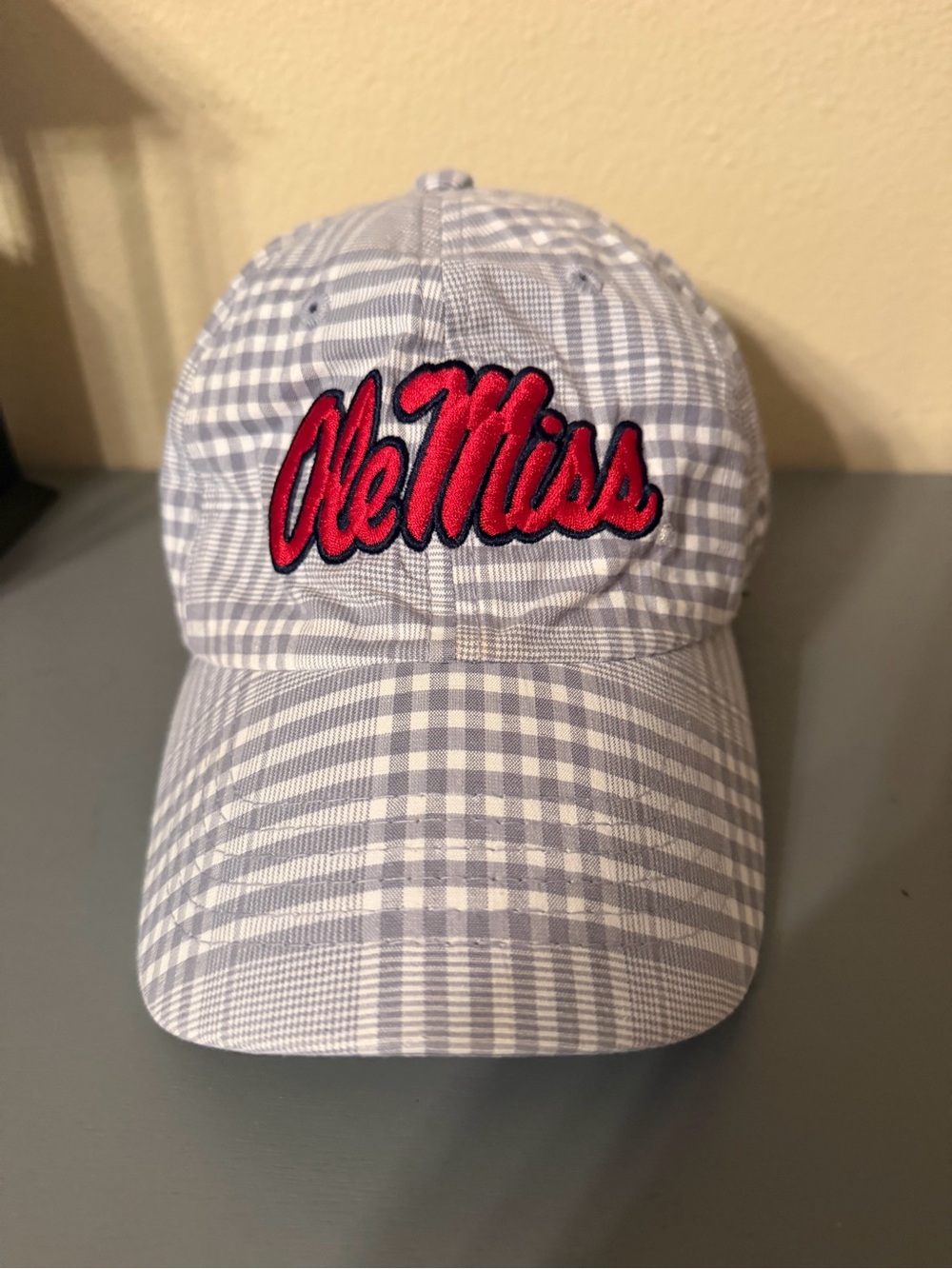 Ole Miss Rebels Plaid Hat Cap Captivating Headgear Silver Series Adjustable NWOT